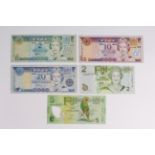 Fiji (5), 20 Dollars, 10 Dollars, 2 Dollars issued 2002, signed S. Narube, the 2 Dollars with near
