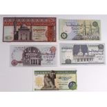 Egypt (5), a set of REPLACEMENT notes, 10 Pounds dated 1969, 10 Pounds dated 1995, 5 Pounds dated