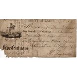 Stokesley Commercial Bank 5 Guineas dated 1797, serial No. 1484 for Thomas Simpson, William