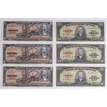 Cuba (6), 20 Pesos (3) dated series of 1960, signed Che Guevara, a consecutively numbered run serial