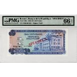 Burundi 500 Francs SPECIMEN note dated 1st July 1985, serial F000000, 2 punched cancellation holes