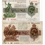 Warren Fisher (2), 10 Shillings issued 1922 serial P/9 347444 (T30, Pick358) cleaned, pressed and