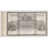 Scotland, North of Scotland Banking Company 5 Pounds undated PROOF, first notes issued by the