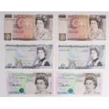 Gill (6), a set of 3 x FIRST SERIES consecutive pairs, 10 Pounds issued 1988 serial DR20 551858 -