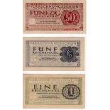 Germany (3), a range of contemporary FORGERIES, dated 1944 WW2 Wehrmacht military notes, 1, 5 & 50