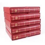 Banknote albums (5), top quality Leuchtturm Lighthouse albums with slip cases, all with sleeves, Red