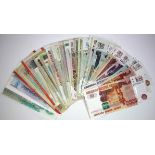 Russia (59), including 5000 Rubles (2), 1000 Rubles (2), 500 Rubles (2), 100 Rubles (6), 50