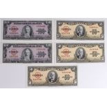 Cuba (5), 100 Pesos dated series of 1950, a consecutively numbered pair serial A397639A &