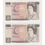 Kentfield 10 Pounds (2) issued 1991, a consecutively numbered pair of FIRST SERIES notes, serial
