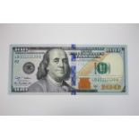 USA 100 Dollars dated 2009, interesting serial no. LB 21111133 Q (Pick535) Uncirculated