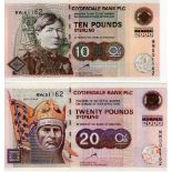 Scotland, Clydesdale Bank (2), 20 Pounds and 10 Pounds dated 1st January 2001, a pair of