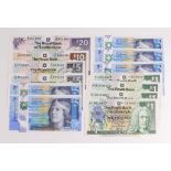 Scotland, Royal Bank (13) 20 Pounds dated 2000, 10 Pounds dated 2007, 5 Pounds (7) dated 1990,