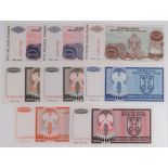 Croatia, Bosnia Herzegovina, Serbia (8), a set of REPLACEMENT notes dated 1993, all with prefix '