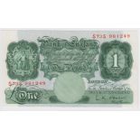 O'Brien 1 Pound issued 1950, scarce REPLACEMENT note, serial S73S 981249 (B274, Pick369c) light