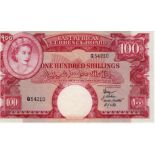 East African Currency Board 100 Shillings issued 1958 - 1960, serial Q54210 (TBB B230a, Pick40a)