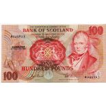 Scotland, Bank of Scotland 100 Pounds dated 14th February 1990, signed Risk & Burt, serial