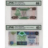 Libya (2), 20 Dinars issued 2002, serial AY23 084788 (TBB B534a, Pick67a) in PMG holder graded 65