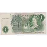 Page 1 Pound issued 1970, scarce FIRST RUN REPLACEMENT note serial W01M 356002 (B321, Pick374g) 2