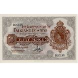 Falkland Islands 50 Pence dated 20th February 1974, serial D20195 (TBB B215b, Pick10b) Uncirculated