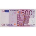 European Union 500 Euro issued 2002, signed Trichet, country code X Germany, serial X08078281238,