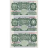 Beale 1 Pound (3) issued 1950, scarce REPLACEMENT notes, serial S49S 524707, S51S 908427 and S65S
