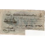 Christchurch & Wimborne Bank 1 Pound dated 1825, serial No. 13570 for Dean, Clapcott, Quartley & Co.
