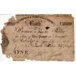 Axbridge & Somersetshire Bank 1 Pound dated 1808, No. 6138 for Liscombe, Padden , Self & Co. (Outing