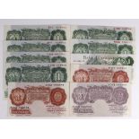 Bank of England (10), comprising Mahon 1 Pound, Catterns 1 Pound, Peppiatt 10 Shillings WW2