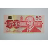 Canada 50 Dollars dated 1988, signed Bonin & Thiessen, serial FHR 6788461 (TBB B361b, Pick98b)