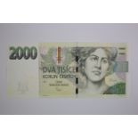 Czech Republic 2000 Korun dated 2007, serial C20 121326 (TBB B125, Pick26) Uncirculated