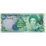 Cayman Islands 50 Dollars dated 2001, serial C/1 001410 (TBB B209a, Pick29a) Uncirculated