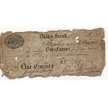 Dudley Bank 1 Guinea dated 1802, serial No. 725 for Self & Co., signed Edw. Hancox (Outing714a)