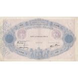 France 500 Francs dated 9th November 1939, serial Z.3748 882 (Pick88c) 3 pinholes, small light brown