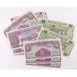 British Armed Forces (23), 2 sets of notes with MATCHING last 3 digit LOW & HIGH serial numbers,