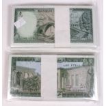 Lebanon 5 Piastres (200) dated 1986, two full bundles of consecutively numbered notes serial no's