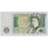 Page 1 Pound issued 1978, scarce REPLACEMENT note, serial M01 667969 (B338, Pick377ar) VF and rare