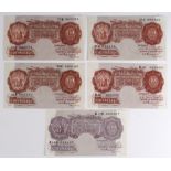 Peppiatt 10 Shillings (5), a range of 10 Shillings with different catalogue numbers, issued 1934