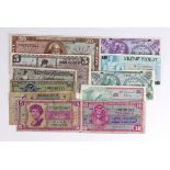 USA (11), Military Payment Certificates 20 Dollars series 681, 5 Dollars series 661, 10 Cents (3)