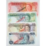 Jersey (4), a SPECIMEN set comprising 20 Pounds, 10 Pounds, 5 Pounds & 1 Pound issued 1978, all with