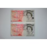 Bailey 50 Pounds (2) issued 2006, serial R65 183172 and R65 309013 (B404, Pick393a) the first good