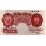 Peppiatt 10 Shillings issued 1934, serial 16W 119932 (B236, Pick362c) light centre crease, good EF