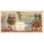 Saint Pierre et Miquelon 2 Nouveaux Francs overprint on 100 Francs issued 1963, serial A.81
