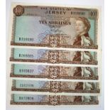 Jersey 10 Shillings (5) issued 1963 signed Padgham (TBB B107a, Pick7a) VF or better