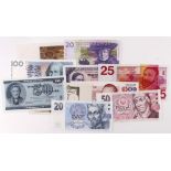 World, Europe (10) small collection of Uncirculated notes, Czech Republic 50 Korun dated 1997, 20