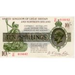 Warren Fisher 10 Shillings issued 1927, serial U/81 018642, Great Britain & Northern Ireland