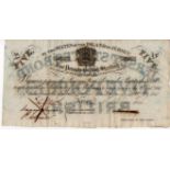Jersey 5 Pounds dated 1840, Interest Bearing Note at one half-penny per week, serial number 193, pen