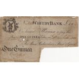 Whitby Bank 1 Guinea dated 1800, serial No. V152 for Pease, Richardson, Pease & Green (Outing2342c),