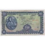 Ireland Republic Central Bank 10 Pounds dated 13th November 1943, early dated Lady Lavery issue with