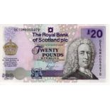 Scotland, Royal Bank 20 Pounds dated 4th August 2000, 100th Birthday of Queen Elizabeth the Queen