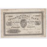 Jersey International Bank St. Helliers 1 Pound dated Nov. 9th 1865, serial 1761 (PickS161), some